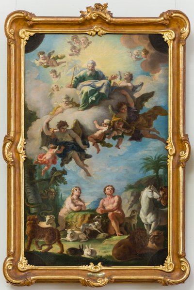 Paradiset (skitse til en loftsfresko i Sonntagberg-basilikaen, Niederösterreich) af Daniel Gran