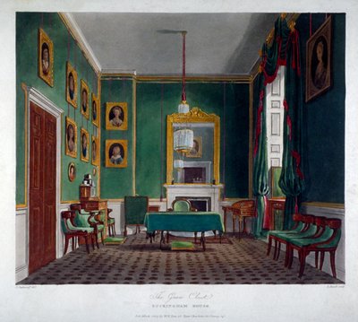 Indvendigt billede af det grønne skab i Buckingham House, Westminster, London, 1819 af Daniel Havell
