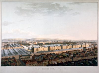 Udsigt over London Docks, 1816 af Daniel Havell