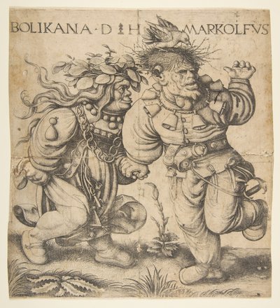 Bolinka og Marcolfus, slutningen af det 15.-begyndelsen af det 16. århundrede. af Daniel Hopfer