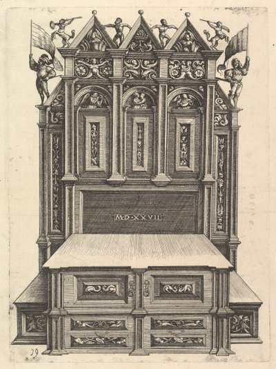 Design til en seng, 1527. af Daniel Hopfer