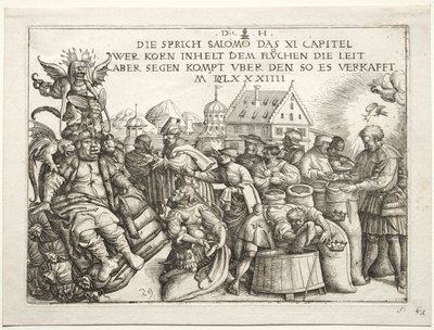 Illustration til ordsprog XI Kornhamstrerne. af Daniel Hopfer