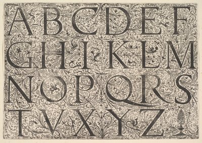 Romersk alfabet med store bogstaver, ca. 1520. af Daniel Hopfer