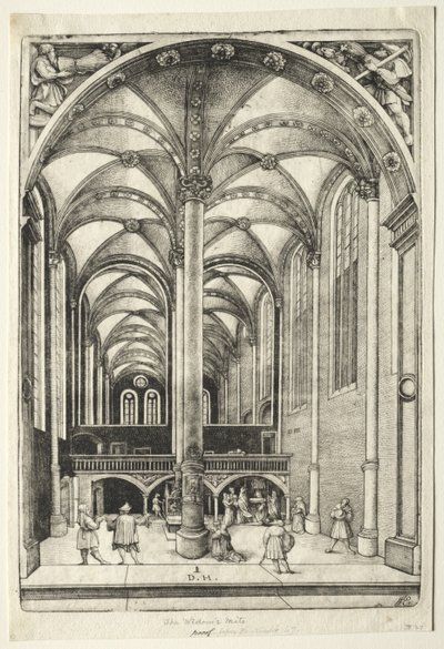 Udsigt i det indre af St. Catherines kirke i Augsburg af Daniel Hopfer