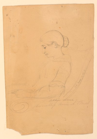 Tegning, Annie A Brush, siddende i, 22. september 1841 af Daniel Huntington