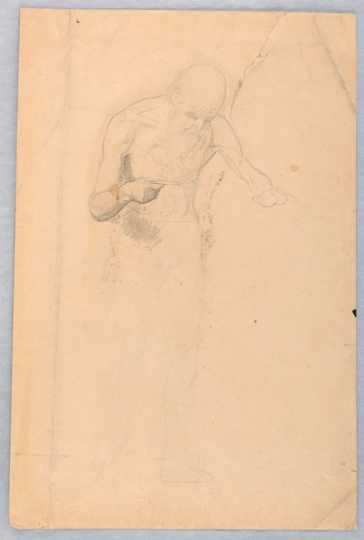 Tegning, Skægget mand stående, 1852 af Daniel Huntington