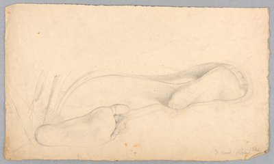 Tegning, undersiden af et par fødder, 1840 af Daniel Huntington