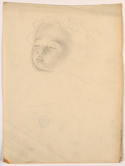 Tegning, sovende barn, 1840-45 af Daniel Huntington