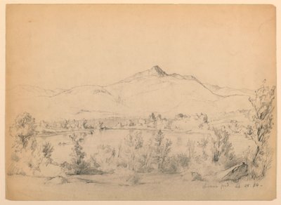 Tegning, Chocorua Pond and Mountain, New Hampshire, 28. september 1854 af Daniel Huntington