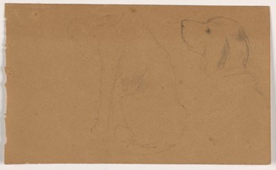 Tegning, Dash (en setter), hoved og krop, ca. 1862 af Daniel Huntington