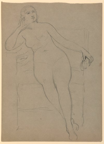 Tegning, siddende kvindeakt, 1870-80 af Daniel Huntington