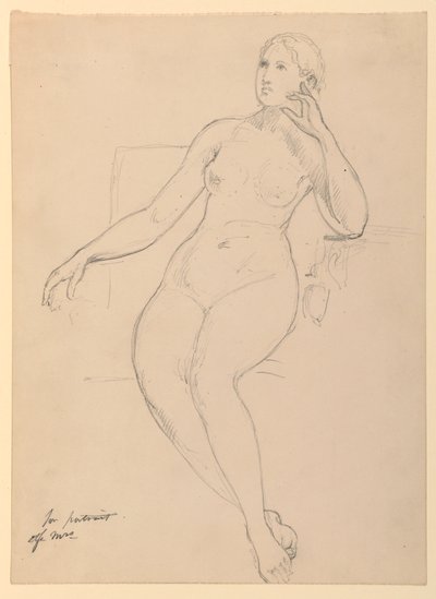 Tegning, siddende kvindeakt, 1870-80 af Daniel Huntington