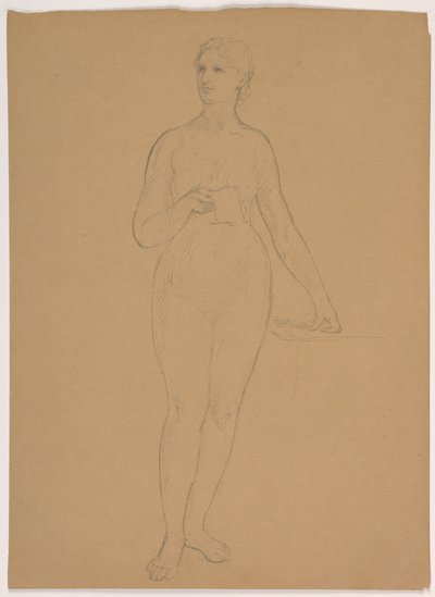 Tegning, kvindelig nøgen stående, 1850-60 af Daniel Huntington