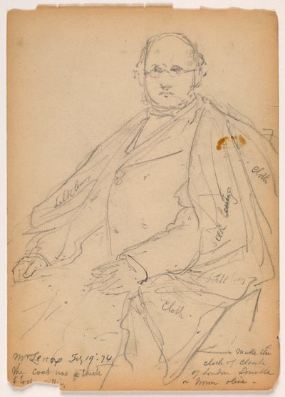 Tegning, James Lenox siddende, 19. februar 1874 af Daniel Huntington