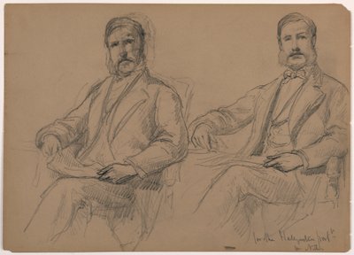Tegning, Julius Hallgarten siddende, to studier; bagside: Mr. Hunt stående, 1884 af Daniel Huntington