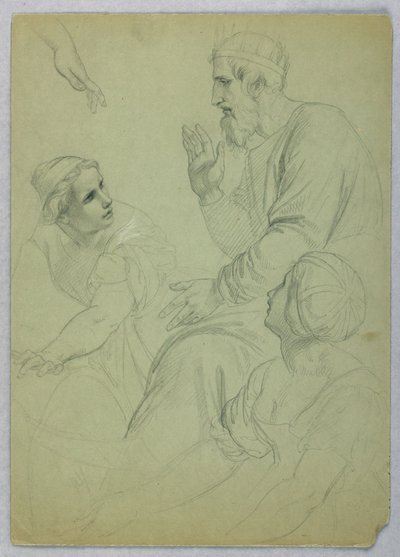 Tegning, Konge og to kvinder, Separ, ca. 1845 af Daniel Huntington