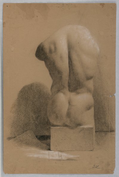 Tegning, mandlig torso fra en gips, 1840 af Daniel Huntington