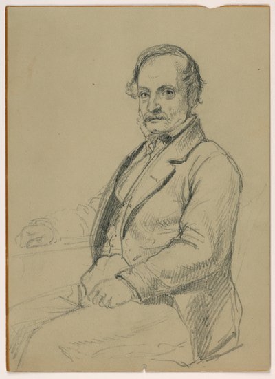 Tegning, siddende mand, ca. 1860 af Daniel Huntington