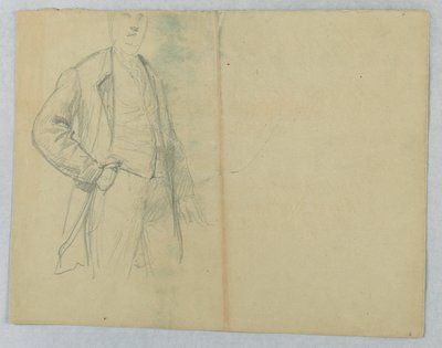 Tegning, Samuel Ward Sr., stående med hånden i lommen, 1880 af Daniel Huntington