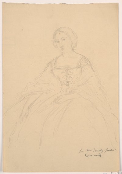 Tegning, Mrs. Sheppard Gandy siddende; bagside: Stregskitse, 1859 af Daniel Huntington