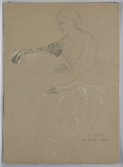 Tegning, fru William Wright og barn, 1857 af Daniel Huntington