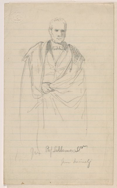 Tegning, professor Benjamin Silliman, Sr. Stående; Venstre: Prof. Benjamin Silliman, Sr. Siddende, 1858 af Daniel Huntington