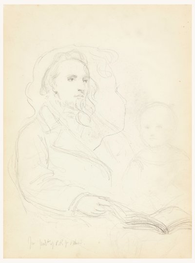 Tegning, Skitser til "Lesson of Charity" og portræt af Peter Richards, Jr. 1849 af Daniel Huntington