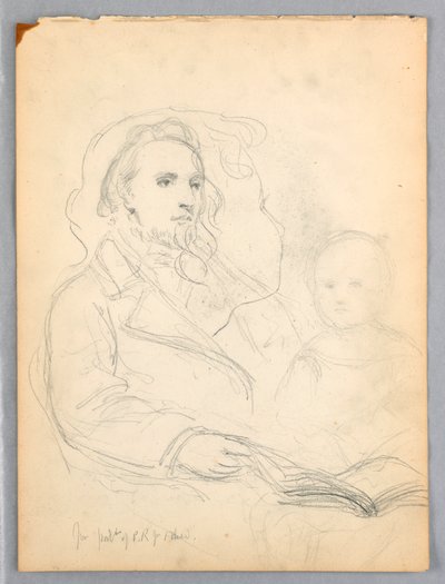 Tegning, Skitser til "Lesson of Charity" og portræt af Peter Richards, Jr. 1849 af Daniel Huntington