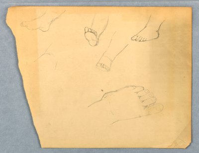 Tegning, Studier af et barns venstre fod, 1845-55 af Daniel Huntington