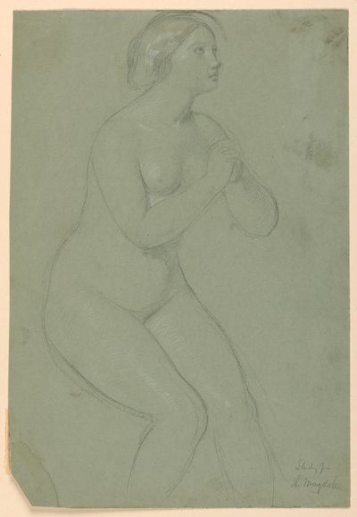 Tegning, studie til "A Magdalen", F, 1852 af Daniel Huntington