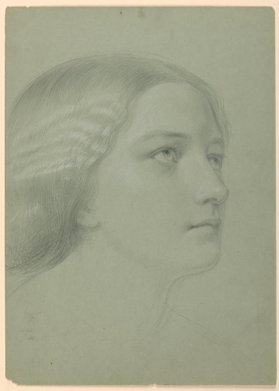 Tegning, studie til "A Magdalen", F, 1852 af Daniel Huntington