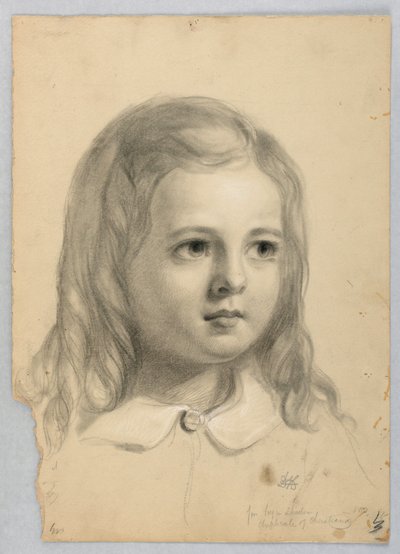 Tegning, studie til duplikat af "Christiana", 1850 af Daniel Huntington