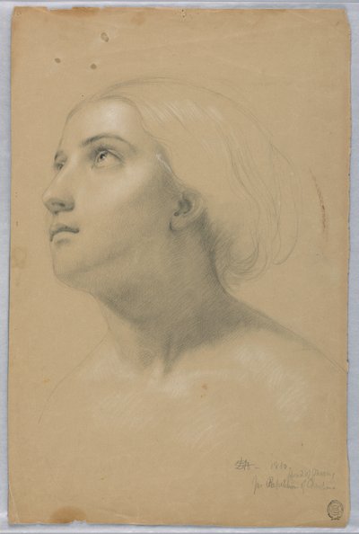 Tegning, studie til duplikat af "Christiana" og studie til "Mercy", marts 1850 af Daniel Huntington