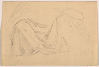 Tegning, studie til "Retfærdighed og fred", draperi, 1878-86 af Daniel Huntington