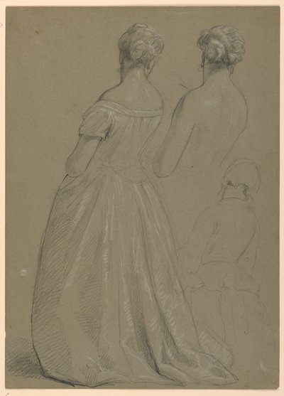 Tegning, studie til "Martha Washington Reception", 1860 af Daniel Huntington