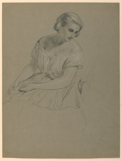 Tegning, studie til "Martha Washington Reception", 1860 af Daniel Huntington