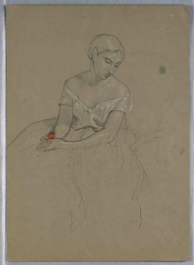 Tegning, studie til "Martha Washington Reception", 1860 af Daniel Huntington
