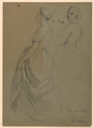 Tegning, studie til "Martha Washingtons modtagelse", 1860 af Daniel Huntington