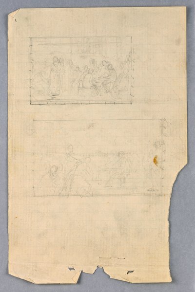 Tegning, studie til "Videnskabelig gruppe", 1858 af Daniel Huntington