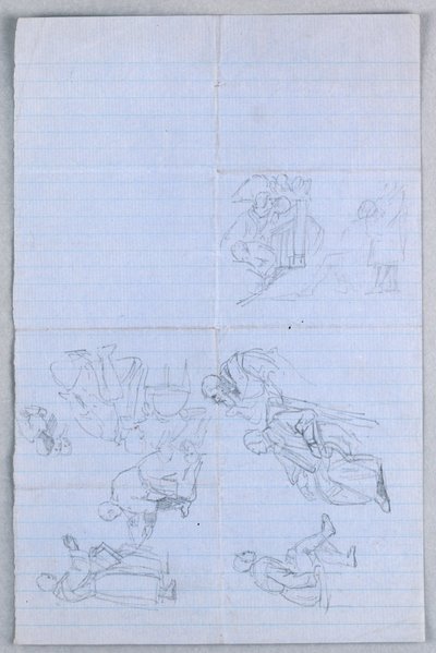Tegning, studie til "Videnskabelig gruppe", 1858 af Daniel Huntington