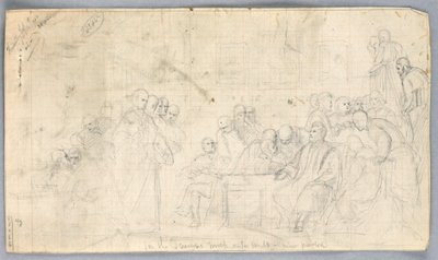 Tegning, studie til "Videnskabelig gruppe", 1858 af Daniel Huntington
