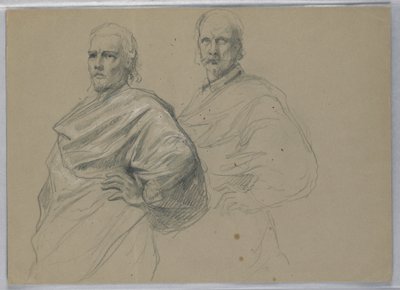 Tegning, studie til "Titian Showing", 1871-72 af Daniel Huntington