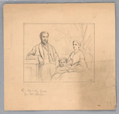 Tegning, studie til "Titian Showing", 1872 af Daniel Huntington