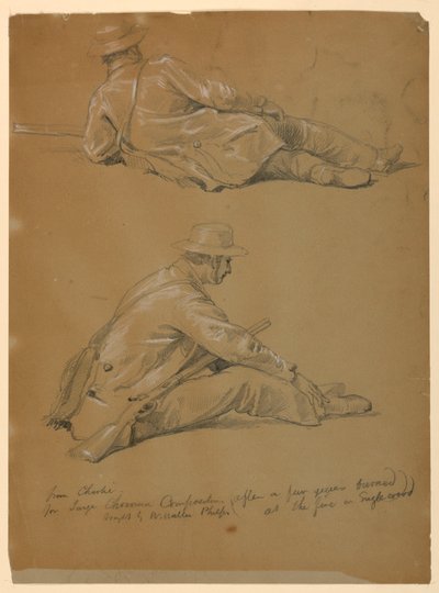 Tegning, To studier af kunstneren, 1864 af Daniel Huntington