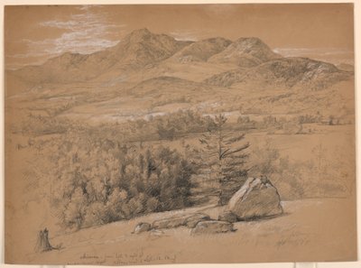 Tegning, Udsigt over Mount Chocorua, fra bakken til højre for Albany Road, 12. september 1854 af Daniel Huntington