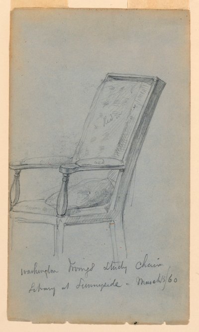 Tegning, Washington Irvings arbejdsværelse, 15. marts 1860 af Daniel Huntington