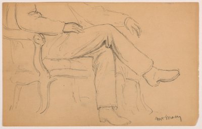 Tegning, William H. Macy siddende, underkrop; bagside: højre hånd, 1884 af Daniel Huntington