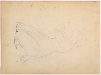 Tegning, Knælende kvinde, ca. 1852 af Daniel Huntington