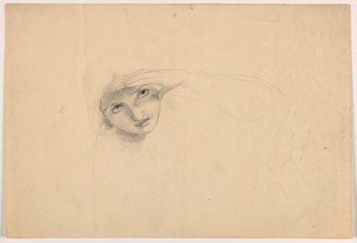 Tegning, Kvinde skærmer sine øjne, ca. 1844 af Daniel Huntington