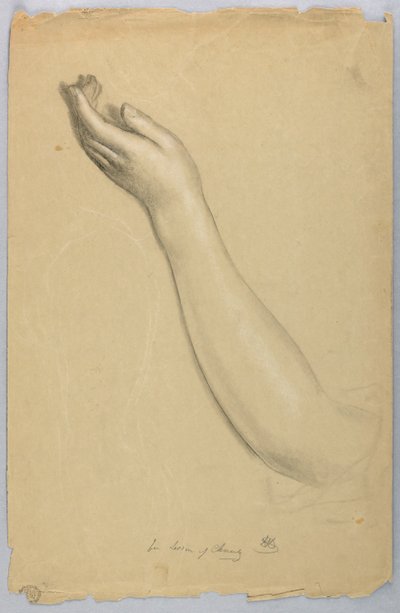 Studie af venstre hånd for "Lesson of Charity" af Daniel Huntington